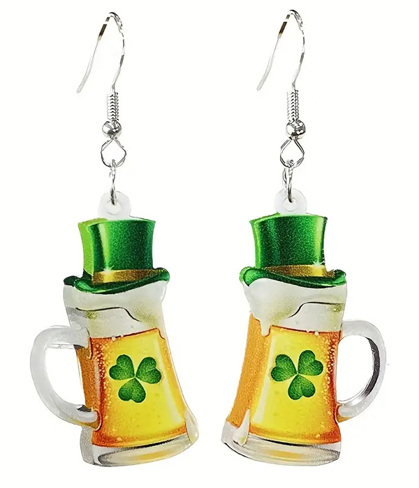 St patrick theme beer mug earring