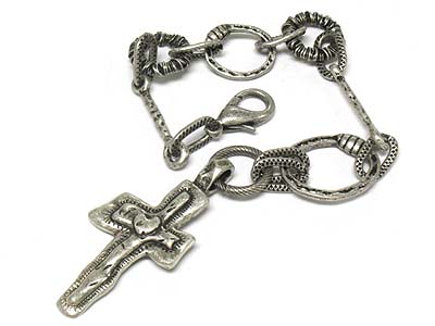 Antique casting metal cross charm bracelet