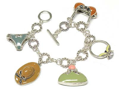 Designer inspired epoxy multi charms bracelet