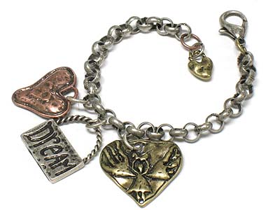 Casting metal heart charm bracelet 