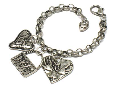 Casting metal heart charm bracelet