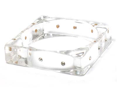 Crystal paved square shape acryl bangle 