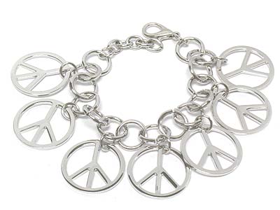 Multi metal peace charms bracelet