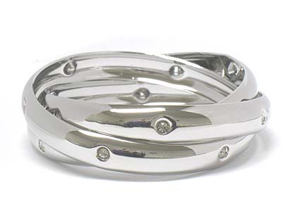 Crystal deco three pieces linked bangle