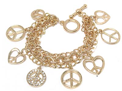 Multi peace charms and strands bracelet