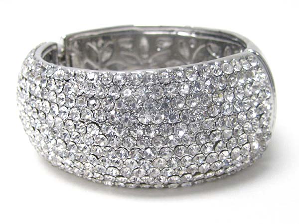 Multi crystal stud large bangle bracelet