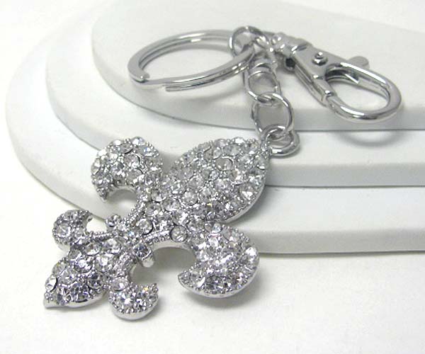 Crystal stud fluer de lis key chain