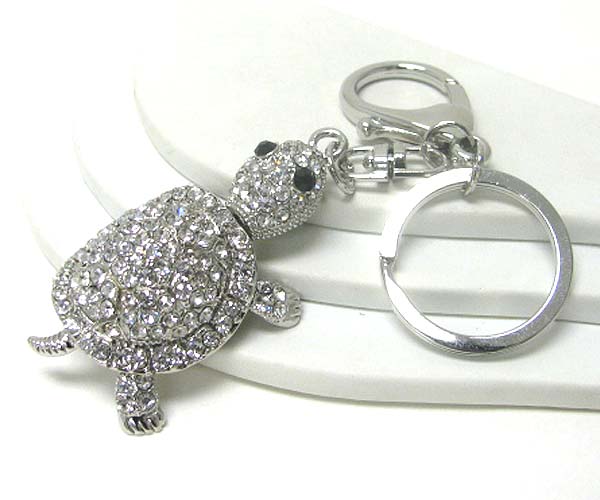 Crystal stud turtle key chain