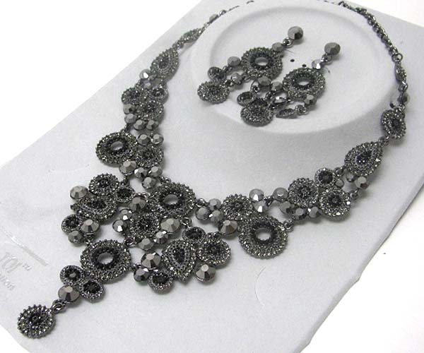 Luxurious austrian crystal line - multi crystal deco party necklace earring set