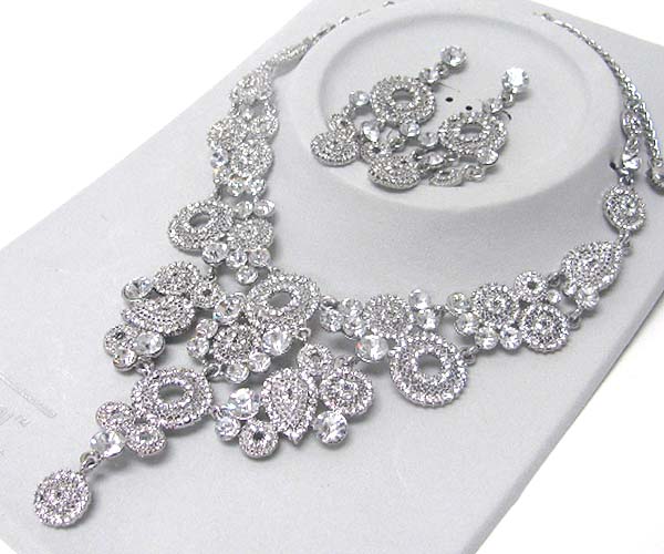 Luxurious austrian crystal line - multi crystal deco party necklace earring set