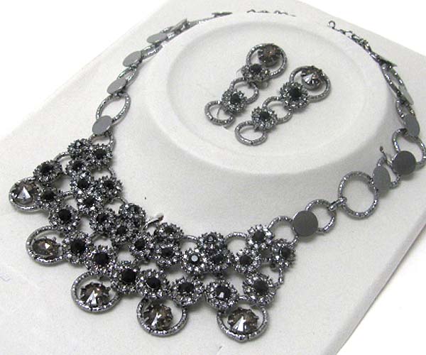 Luxurious austrian crystal line - multi crystal deco party necklace earring set