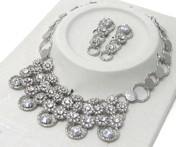 Luxurious austrian crystal line - multi crystal deco party necklace earring set