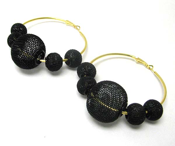 2.5 inch hoop colored metal mesh ball basketball wives inspired earring  - hoops