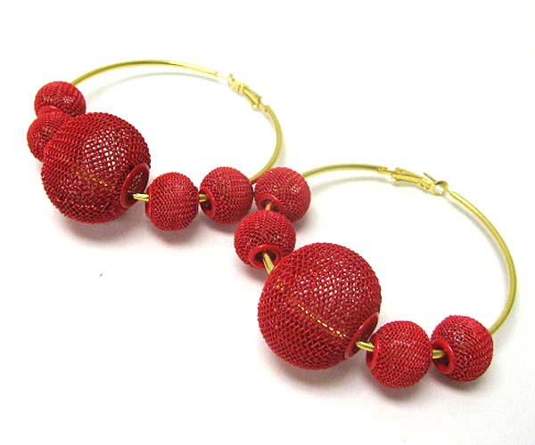 2.5 inch hoop colored metal mesh ball basketball wives inspired earring  - hoops