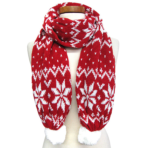 Snowflakes w/ tow pom pom-100% polyester - christmas theme