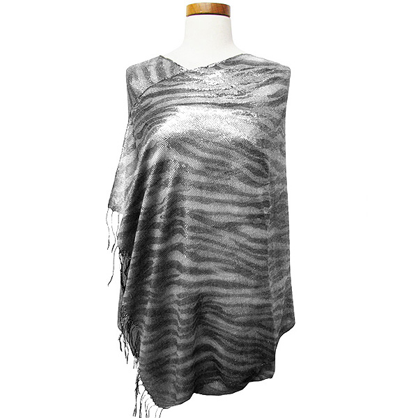 Metallic zebra shawl-55% polyester 30 % viscose 15% metallic