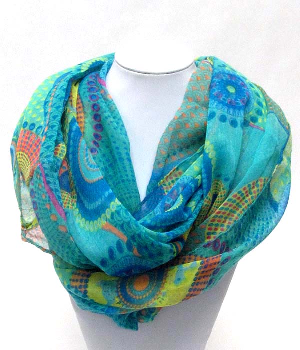 Bohemian print infinity scarf