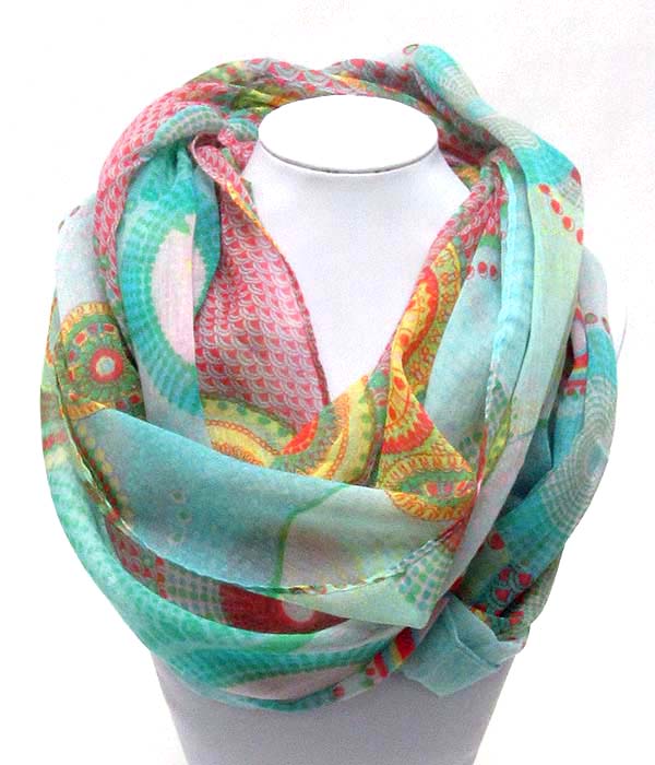 Bohemian print infinity scarf