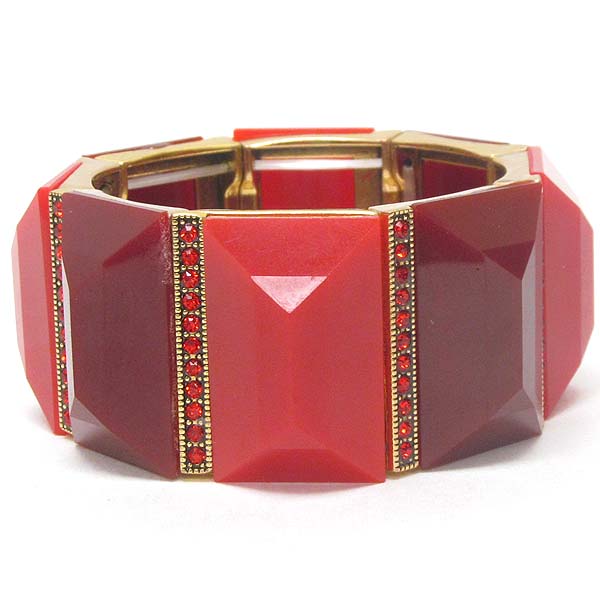 Crystal and facet acrylic link jcrew style stretch bracelet