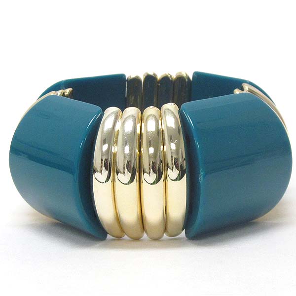 Glamorous acrylic stone link bold style stretch bracelet