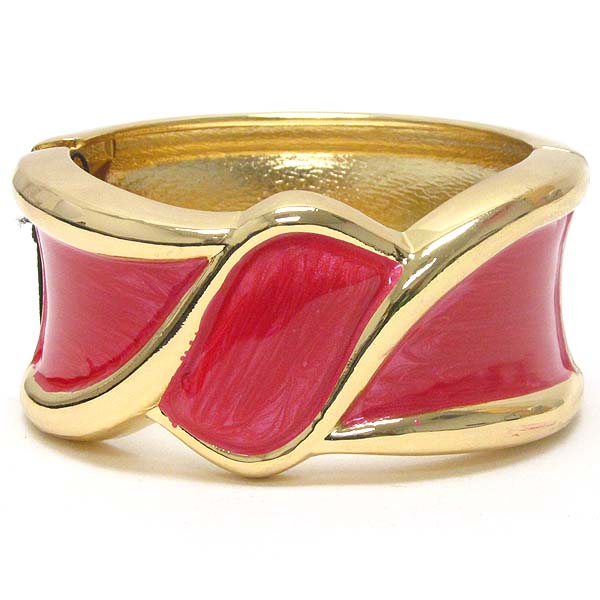 Epoxy deco and electro plating twist metal shape hinge bangle bracelet