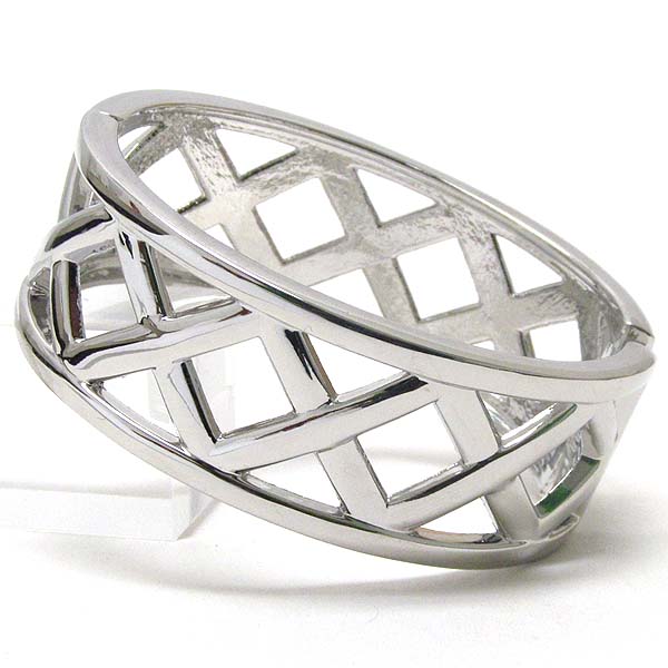 Electro plating woven metal hinge bangle bracelet