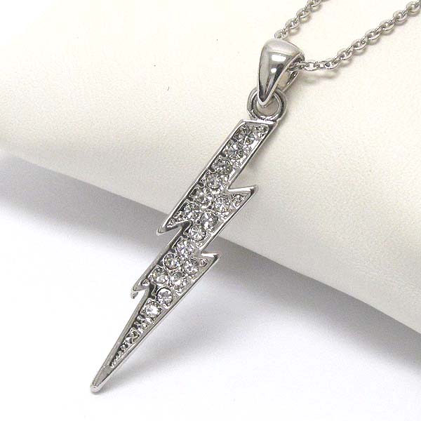 Geneuine rhodium  plating crystal thunder pendant necklace