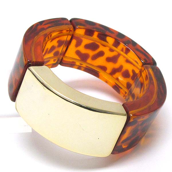 Tortoise color acrylic stretch bracelet