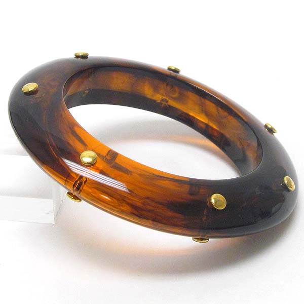 Metal stud deco acrylic bangle bracelet