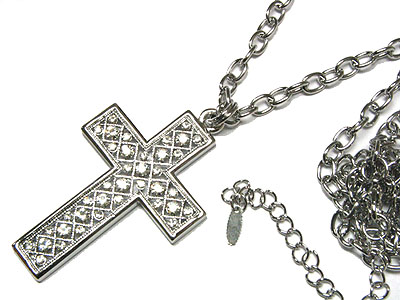 Crystal mosaic cross charm necklace