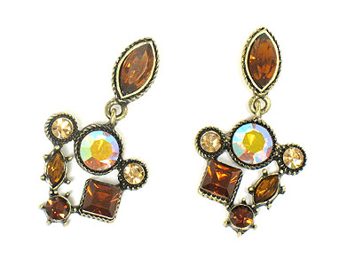 Multi shape crystal stud earring