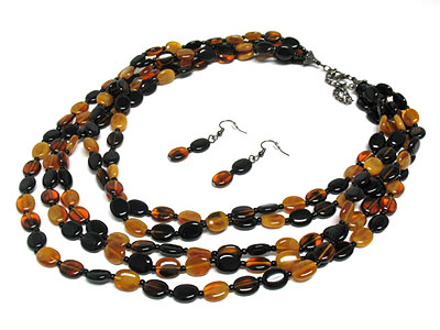 Five multi color bead chain necklace set