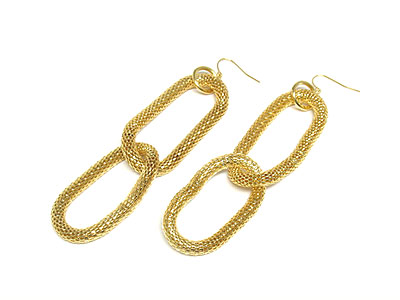 Metal mesh double chain drop earring