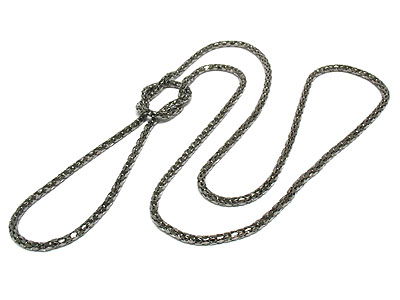 Metal mesh double chain twisted long necklace