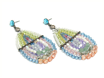 Multi color bead fashion earring