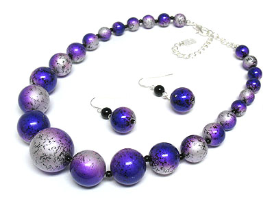 Multi color ball chain necklace set