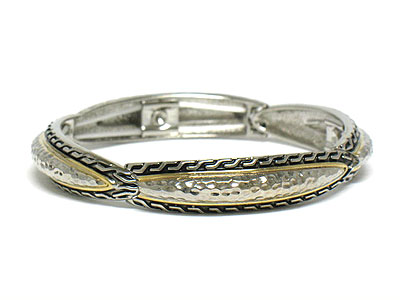 Hammered and casted metal link stretch bracelet