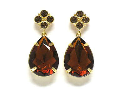 Crystal and epoxy stone drop stud earring