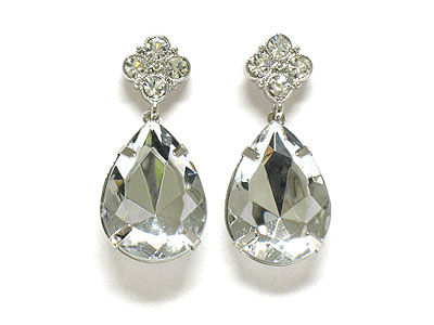 Crystal and epoxy stone drop stud earring