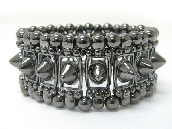 Metal ball and stud stretch bracelet