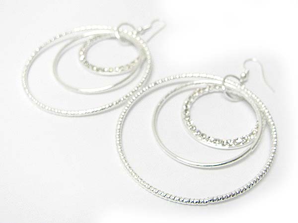 Crystal and metal triple hoop earring - hoops