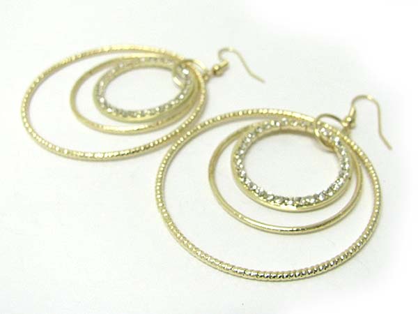 Crystal and metal triple hoop earring - hoops