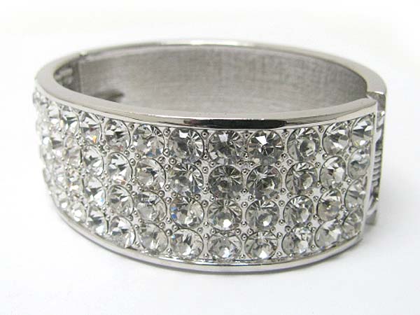 4 line crystal metal hinge bangle