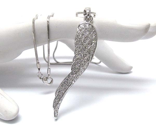 Made in korea whitegold plating crystal wing necklace 