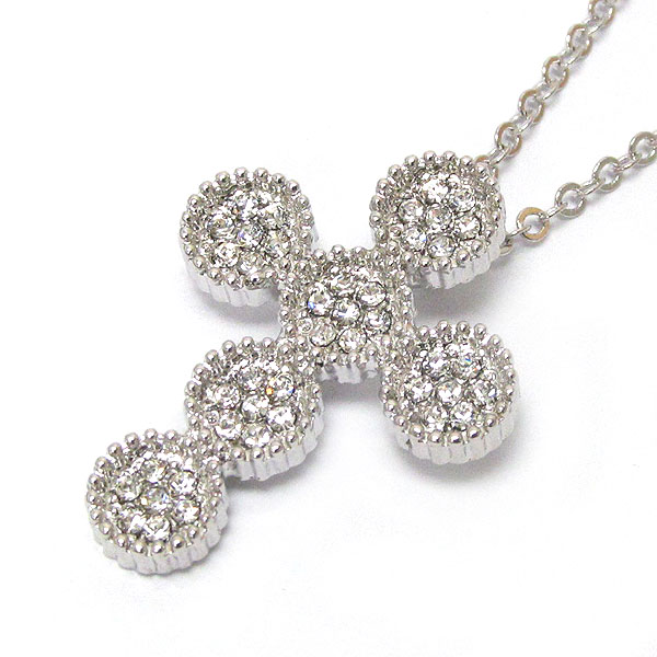 Made in korea whitegold plating crystal cross necklace