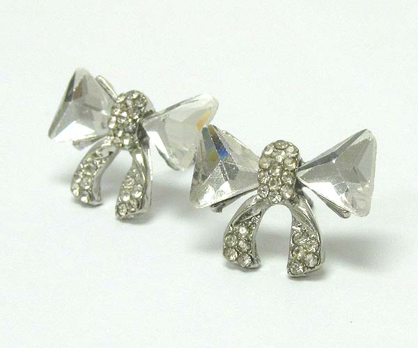 Crystal with crystal glass ribbon earring