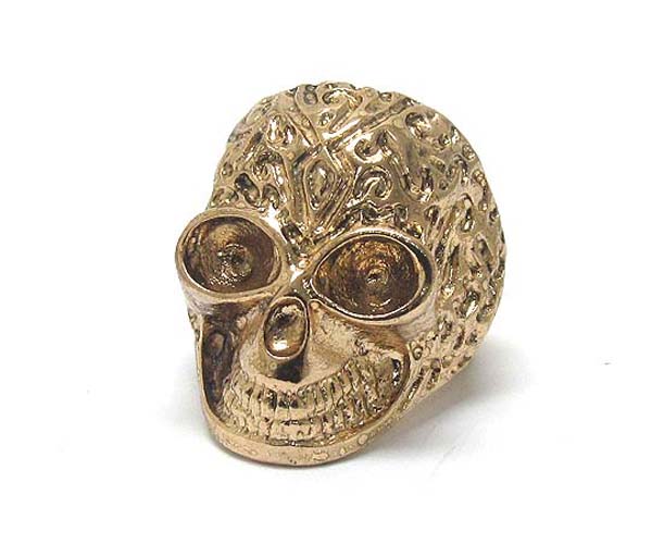 Metal textured skull stretch ring