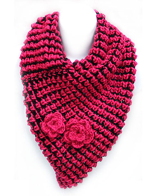 Crochet knitted loop scarf