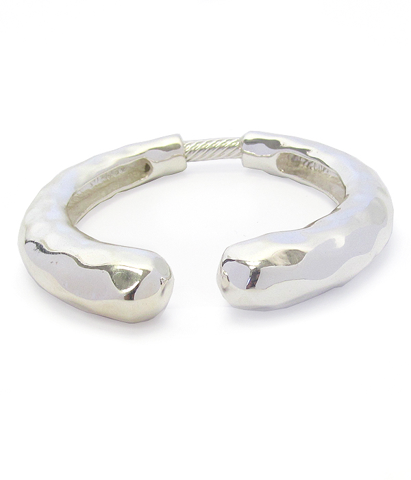 Hammered textured adjustable bangle bracelet