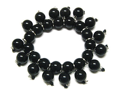 Acryl round ball dangle stretch bracelet